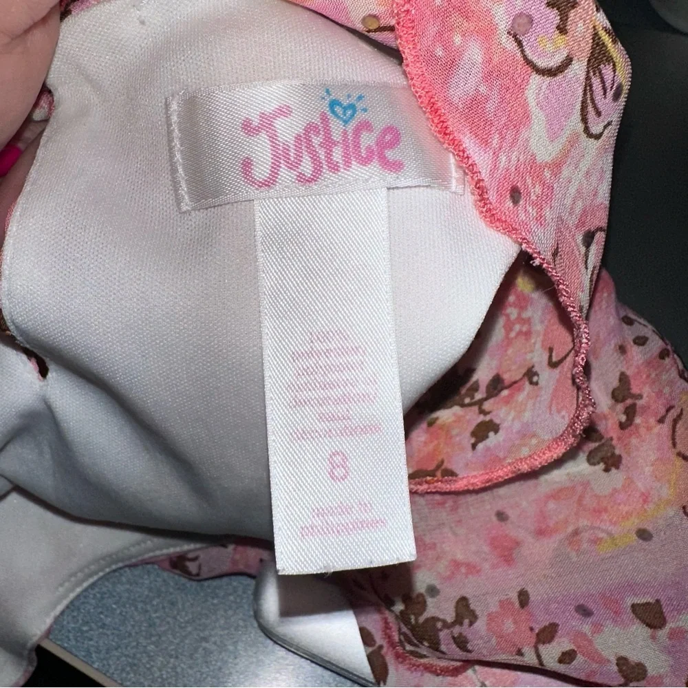 Justice Pink and White Floral Garment